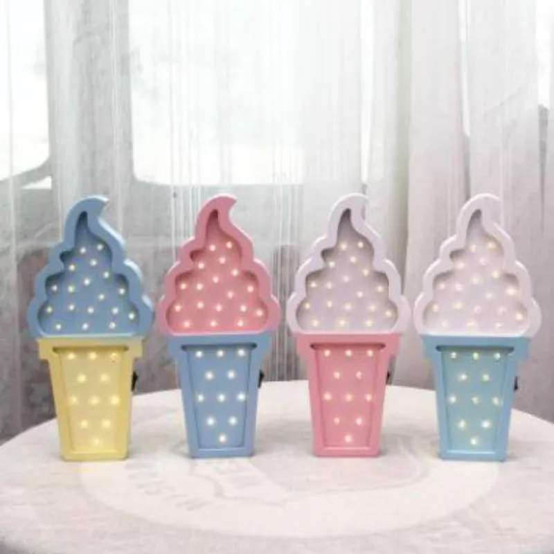 Скандинавский деревянный мультфильм ночник лампа мороженое подростковое сердце