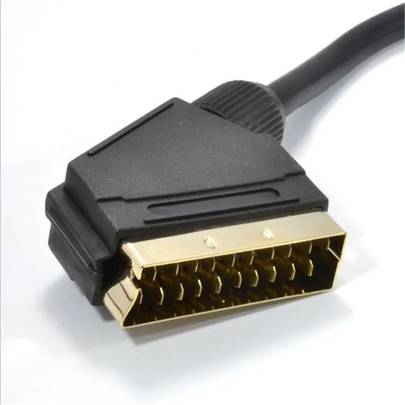 

500pcs/ Scart Cable 21 pins connected Black Lead Gold Connectors HDTV and audio and video connections between AV and TV