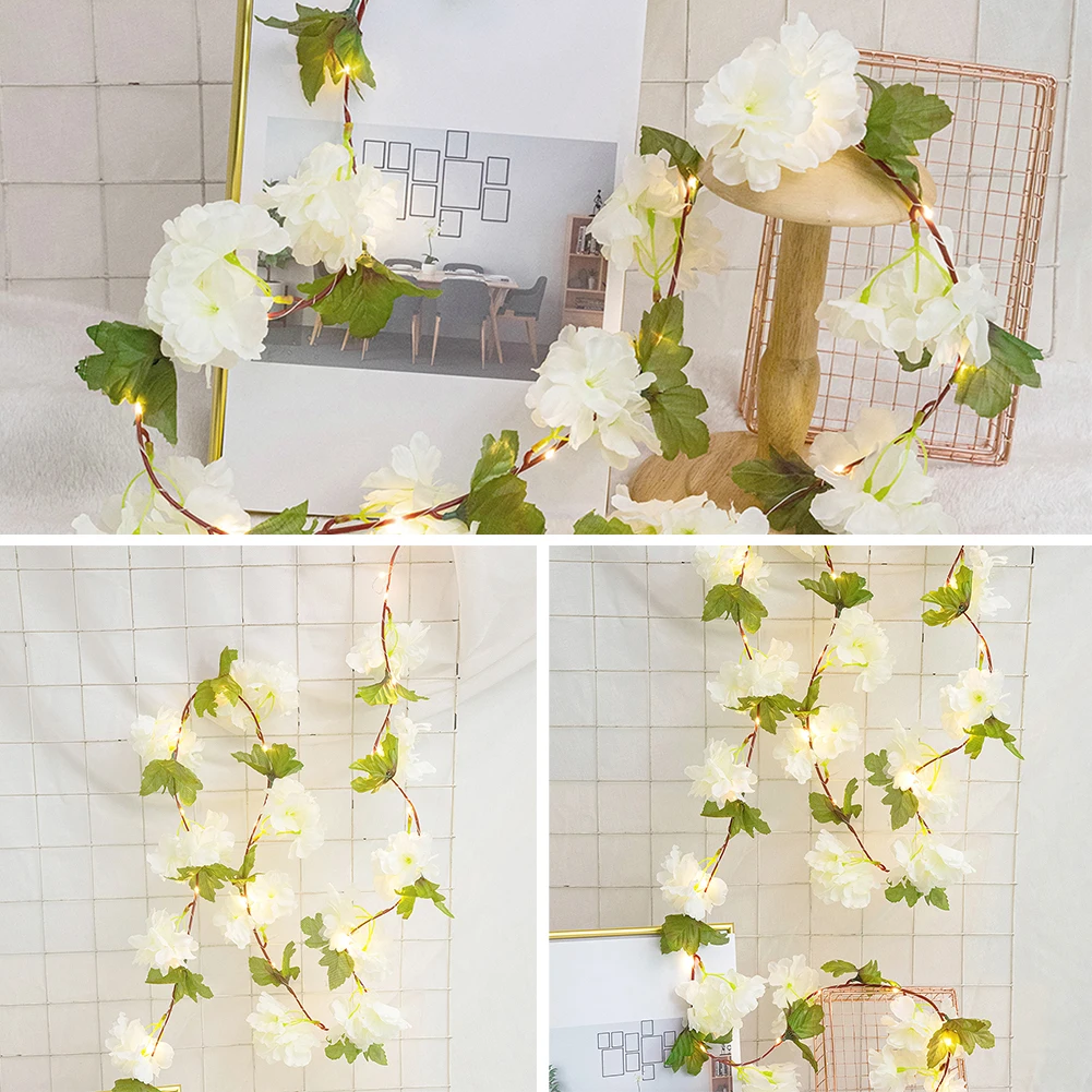 

Led Artificial White Flower Rattan String Light Fairy Home Decoration Light String Simulation Flower Decoration Atmosphere Light