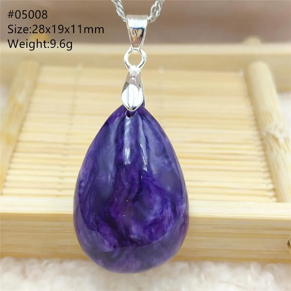 

Genuine Natural Charoite Purple Women Water Drop Pendant From Russia Necklace 28x19x11mm Jewelry Fashion Bead AAAAA