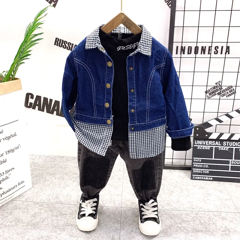 

Baby Boy Clothes Casual Denim Shirts, T-Shirts and Jeans 3pc Baby Clothing Set Autumn Kids Costume For Toddler Boys Clothes Sets