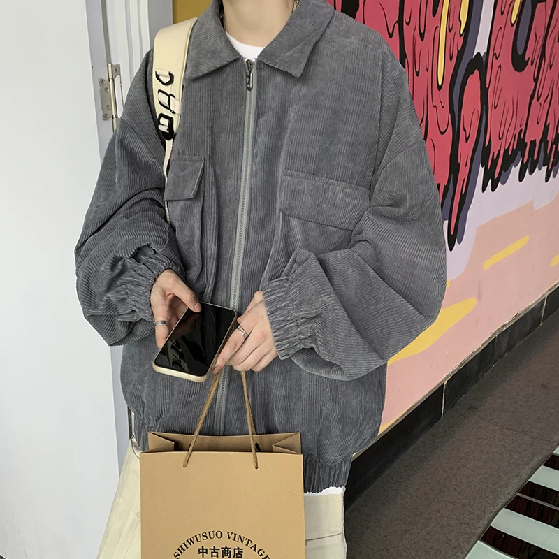 Куртка мужская Вельветовая в стиле ретро модный пиджак свободного покроя с