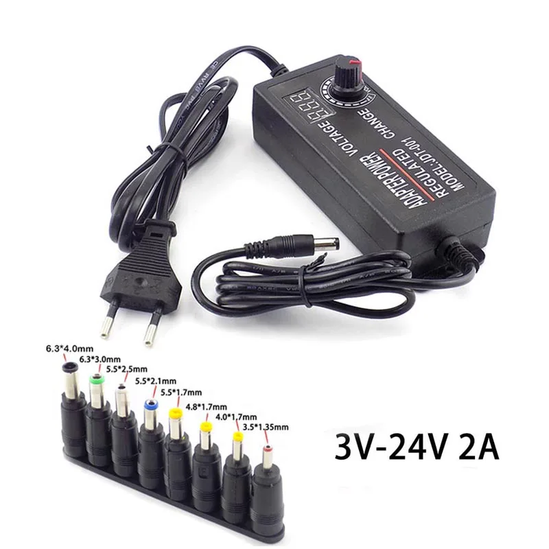 Регулируемый адаптер питания переменного тока в постоянный ток 3 24 В 2 а 2000 мА с