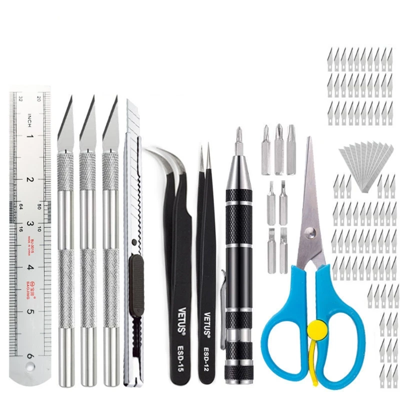

MOLA 112 Pcs Exacto Knife,Art Knife,Precision Engraving Tool,Stencil Making kit,Modeling Tool Set,Including Art Scissors