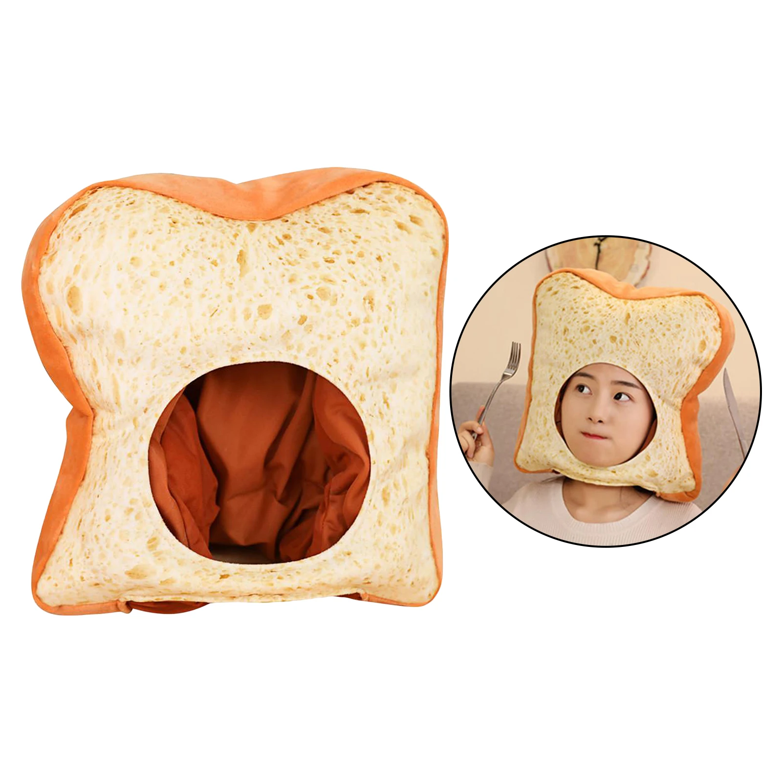 

Novelty Funny Toast Cute Bread Plush Hat Toy Full Headgear Cap Women Girls Cosplay Costumes Party Dress Up Photo Props