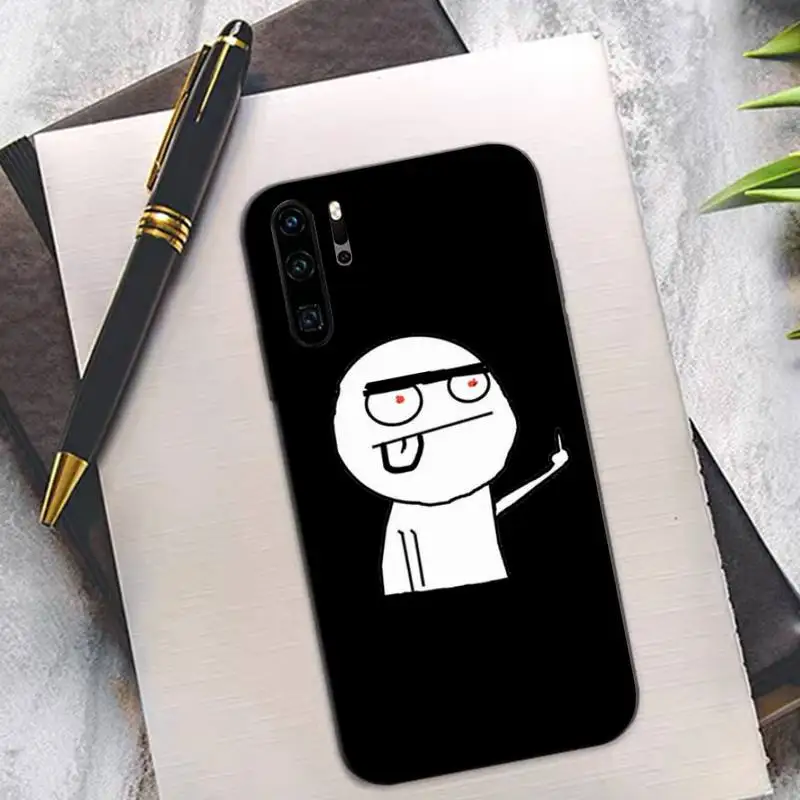 FHNBLJ Funny Man Middle Finger Black TPU Soft Phone Case for huawei P8 P9 p10 p20  P30 P40 pro lite psmart 2019