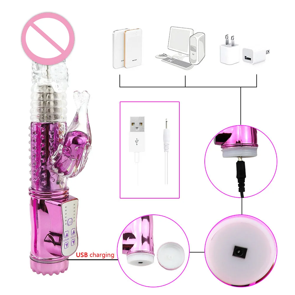 USB Перезаряжаемый многоскоростной Вращающийся вибратор бабочка Стимулятор