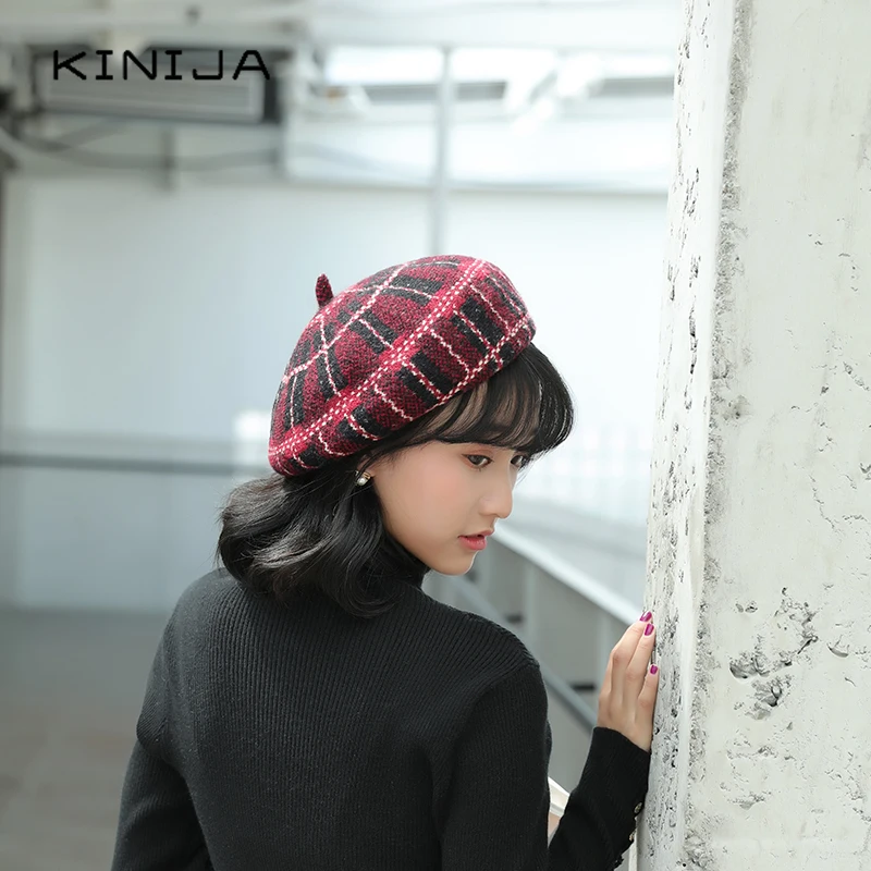 Новый шерстяной флоппи берет корейский художник шляпа леди осень зима шерстяная