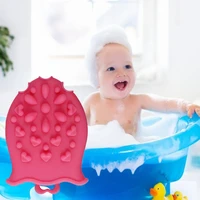 1pcs soft eco friendly baby shampoo brush good elasticity exfoliating reusable silicone body massage bath brush for toddler 2021