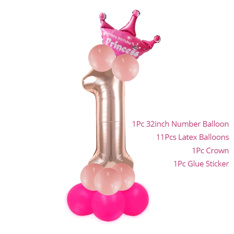 

Kids 1st Birthday Party Decoration 1 Year Old Crown Baby Boy girl 1 First Birthday Balloon Garland Baby Shower Party Supplies
