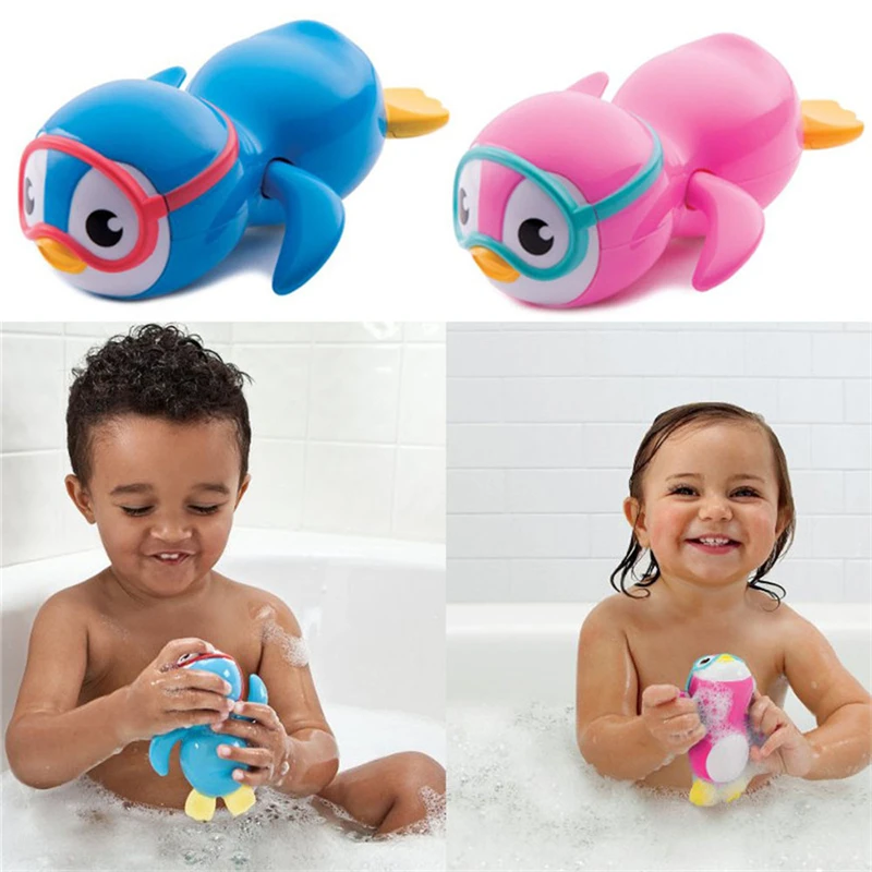 Cute Clockwork Swimming Penguin Floating Bath Shower Toys Baby Toddler Plastic Bathtub Water Play Game toy Kids Gift |