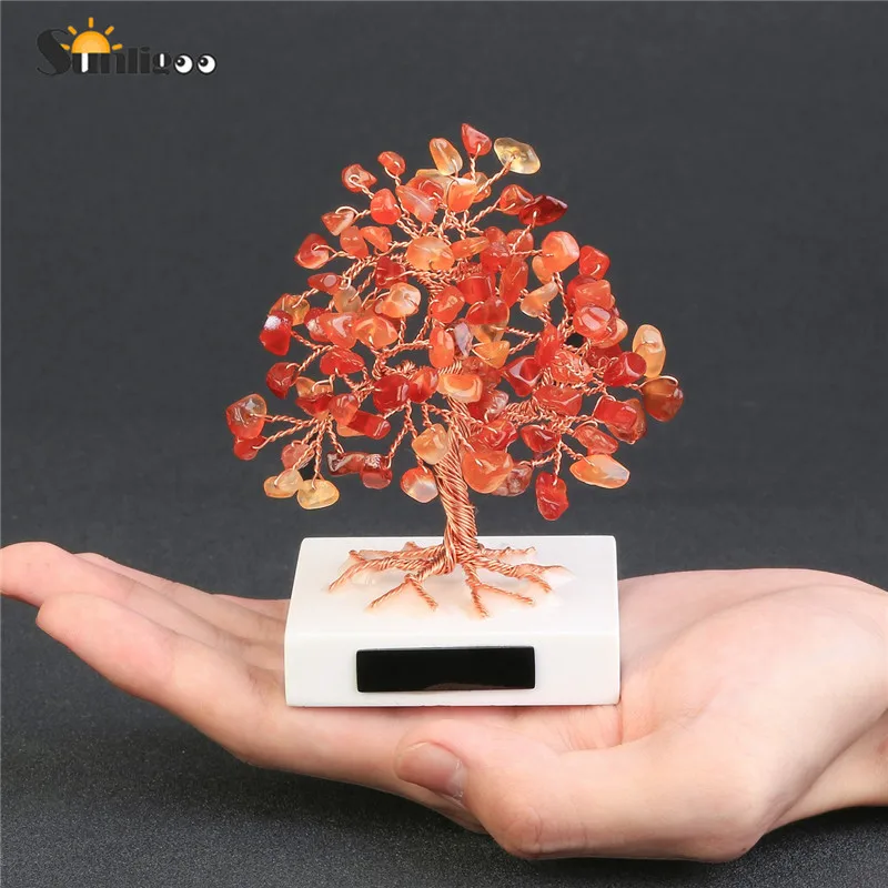 1pc Red Agate Sunligoo 1 шт. мини целебное Хрустальное денежное дерево ручной работы медная проволока обернутая выпавшим драгоценным камнем дерево фэн-шуй украшения домашний декор - Цвет: 1pc Red Agate
