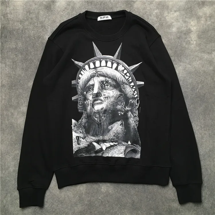 

New Men luxury Statue of Liberty neil Hoodies Hoody hooded Sweatshirts velvet Cotton Drake Thick Fleece Street Hip hop M21