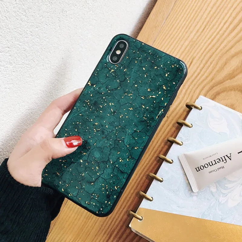 YSW для iPhone 7 Plus чехол XR XS Max 6S 6 8 мраморные Чехлы Мягкий ТПУ Золотой Блестящий Модный