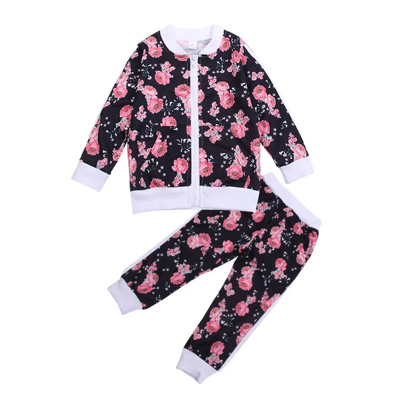Комплект одежды для детей Повседневная модная спортивная одежда девочек с