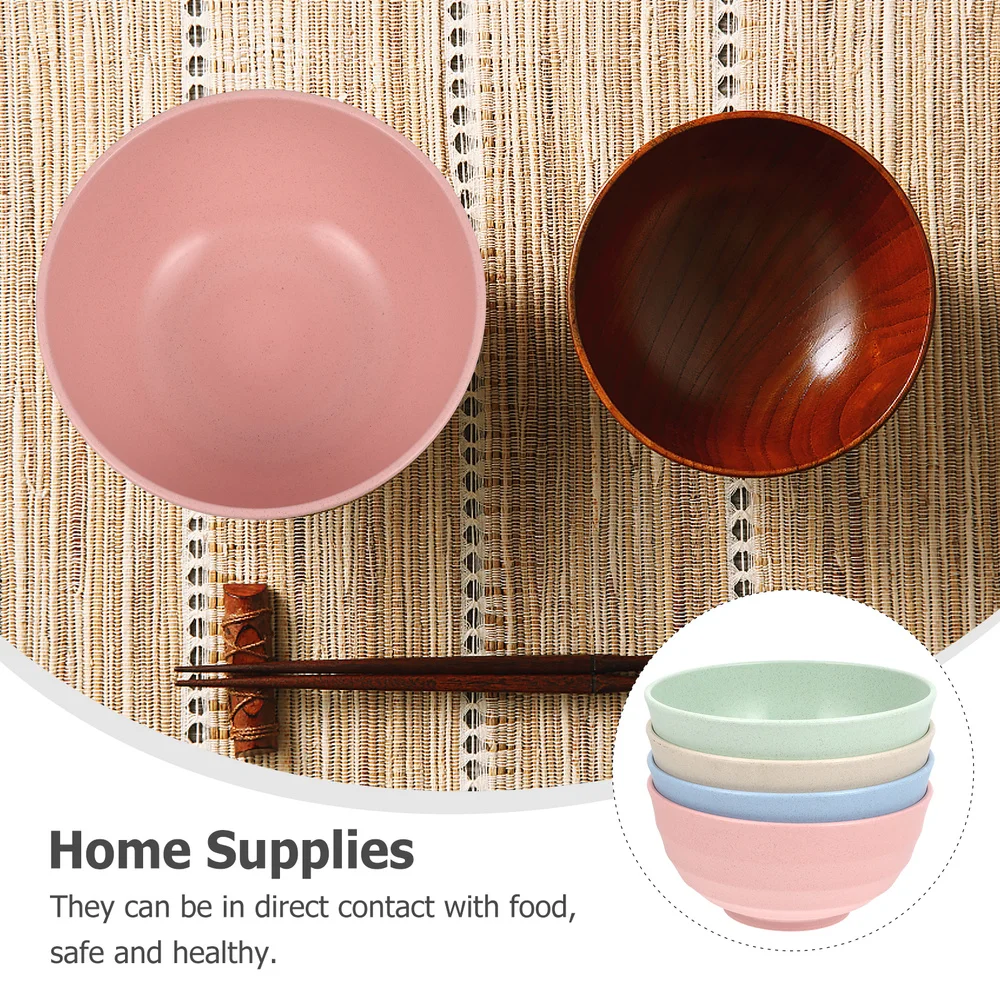 

4Pcs Home Kitchen Bowls Rice Salad Bowls Noodle Bowls (Assorted Color)