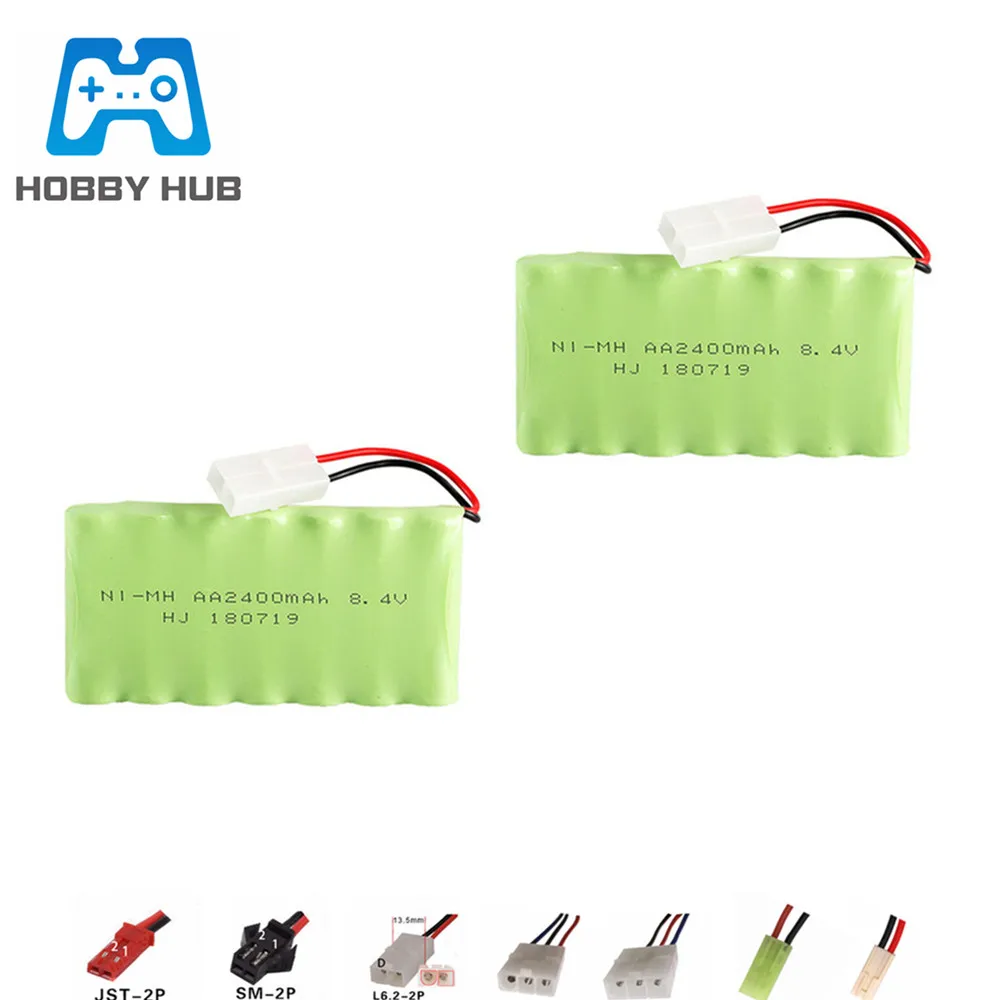 

2400mah 8.4v Rechargeable Battery For RC Toy Car Boat Gun Tank Truck Trains AA NiMH 8.4v 2400mah Batteries Pack For Rc Boat 2pcs