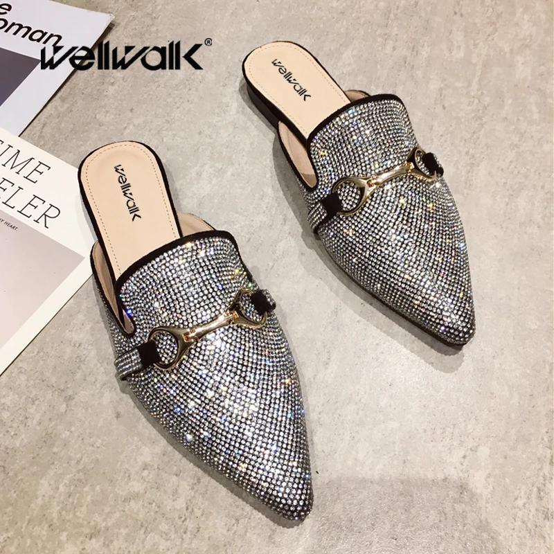 Туфли женские на низком каблуке брендовые шлепанцы заостренный носок без