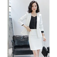 2 pieces set fashion elegant women white red skirt suits career office lady blazer skirt coat jacket autumn and winter wear