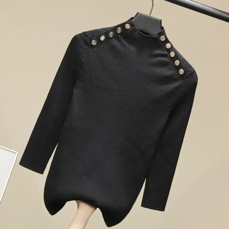 

VANOVICH Spring and Autumn New 2021 Pullovers Solid Color Wild Casual Fashion Ladies Pullovers Half Turtle Neck Female Tops