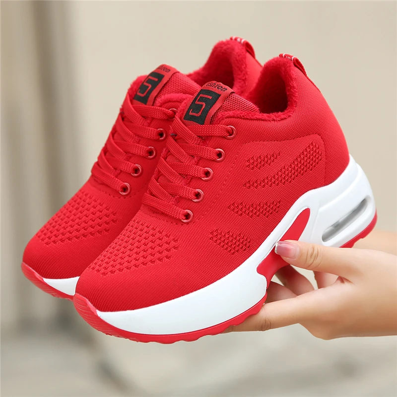 Classic Winter Sneakers Women Air Cushion Winter Shoes Girls Warm Fur Sports Shoes Casual Female Increasing Zapatillas Mujer