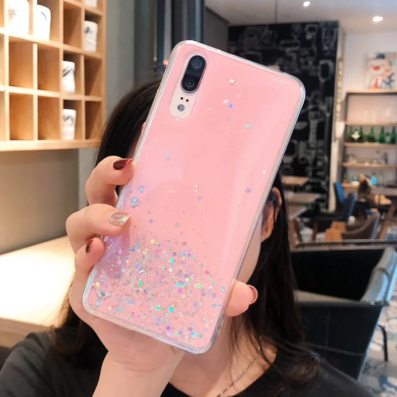 Мягкий силиконовый чехол сверкающий с блестками для huawei mate 20 P10 Plus P20 P30 Lite Pro honor V 10 20 Pro Lite Nova 3i 3 4 e Sequins Cover