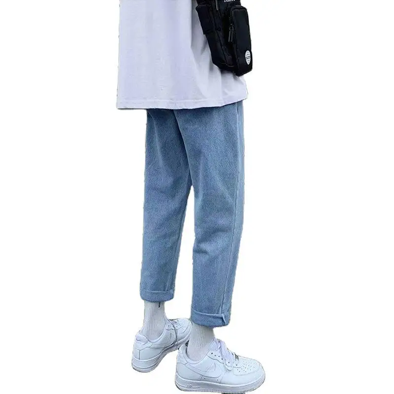 

Spring Jeans for Men Casual Fashion Straight Jeans Pants Men Japanese Korean Style Denim Jeans Ankle-Length Cowboys Trousers
