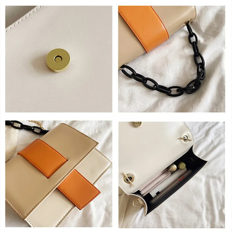 

Brands Women's Bags Handbags 2020 Summer Small Crossbody Bags For Wome High Quality Color Contrast Shoulder Messenger Bag Chain