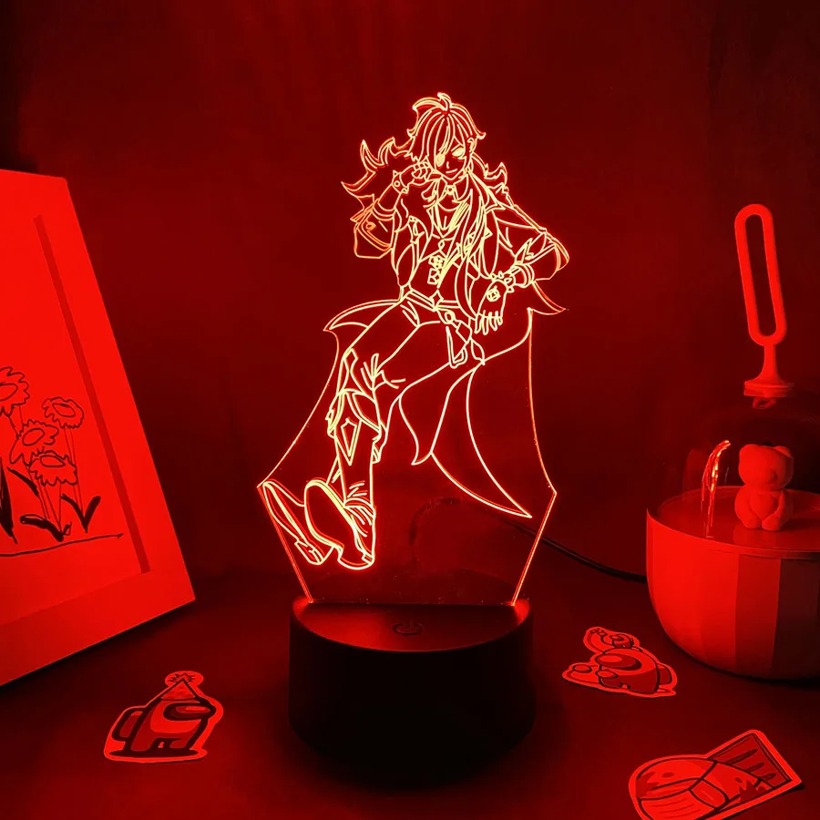 

Genshin Impact Game Figure Kaeya 3D Night Light Led Lava Lamp Birthday Cool Gifts For Friends Gaming Room Table Colorful Decor