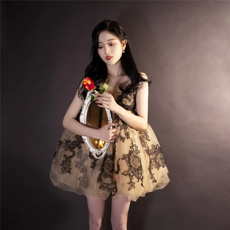 

2021 Summer New Lace Sexy Sling Streamer Yarn Floral Dress Fairy Dress