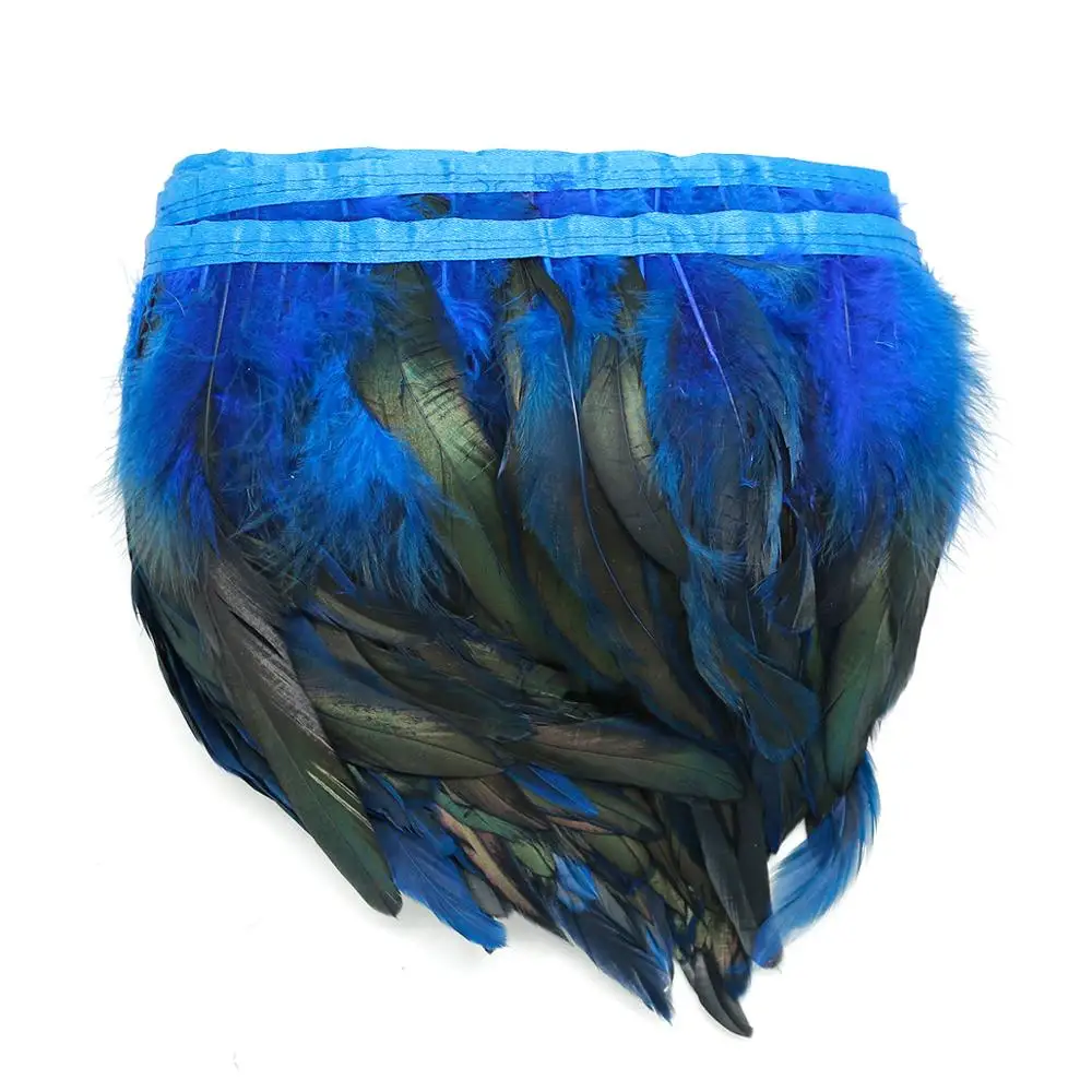 Натуральные петушиные перья бахрома для рукоделия Плюмаж 10-15 см лента с черными