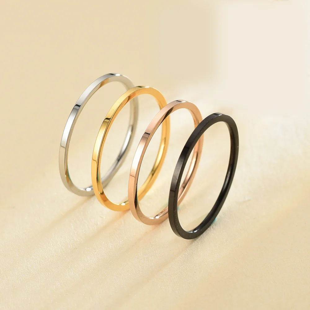 

Japan and South Korea Fashion Simple Plain Ring Personality Glossy Tail Ring Titanium Steel Couple Ring for Women Trend Jewelry