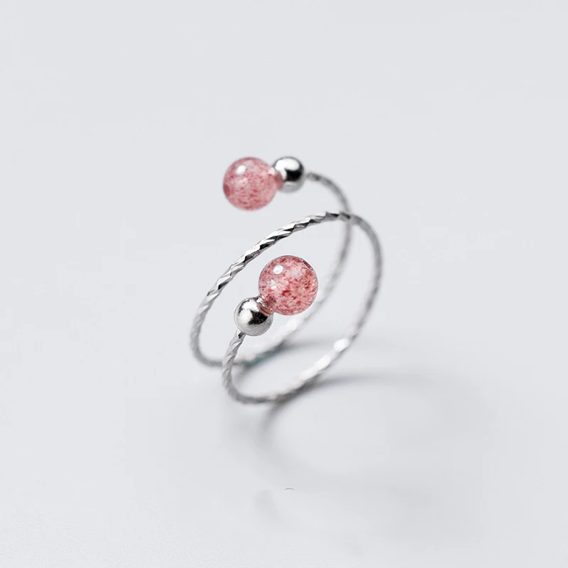 Женское многослойное кольцо из серебра 100% пробы с кристаллом в виде