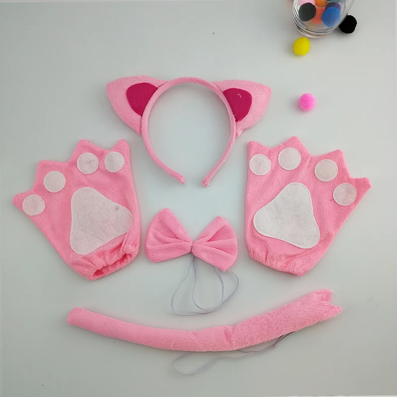 Повязка на голову с ушками животных для взрослых и детей розовый ободок котом
