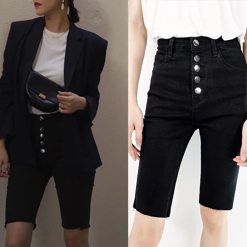 

Джинсы женские летние стрейчевые, с высокой талией