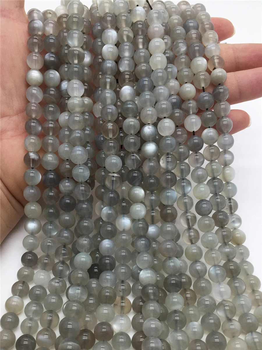 

6-12mm Natural Gem Stone Grey Moonstone For Jewelry Making Faceted Round Spacer Beads Diy Bracelets Necklace Accessories 15"