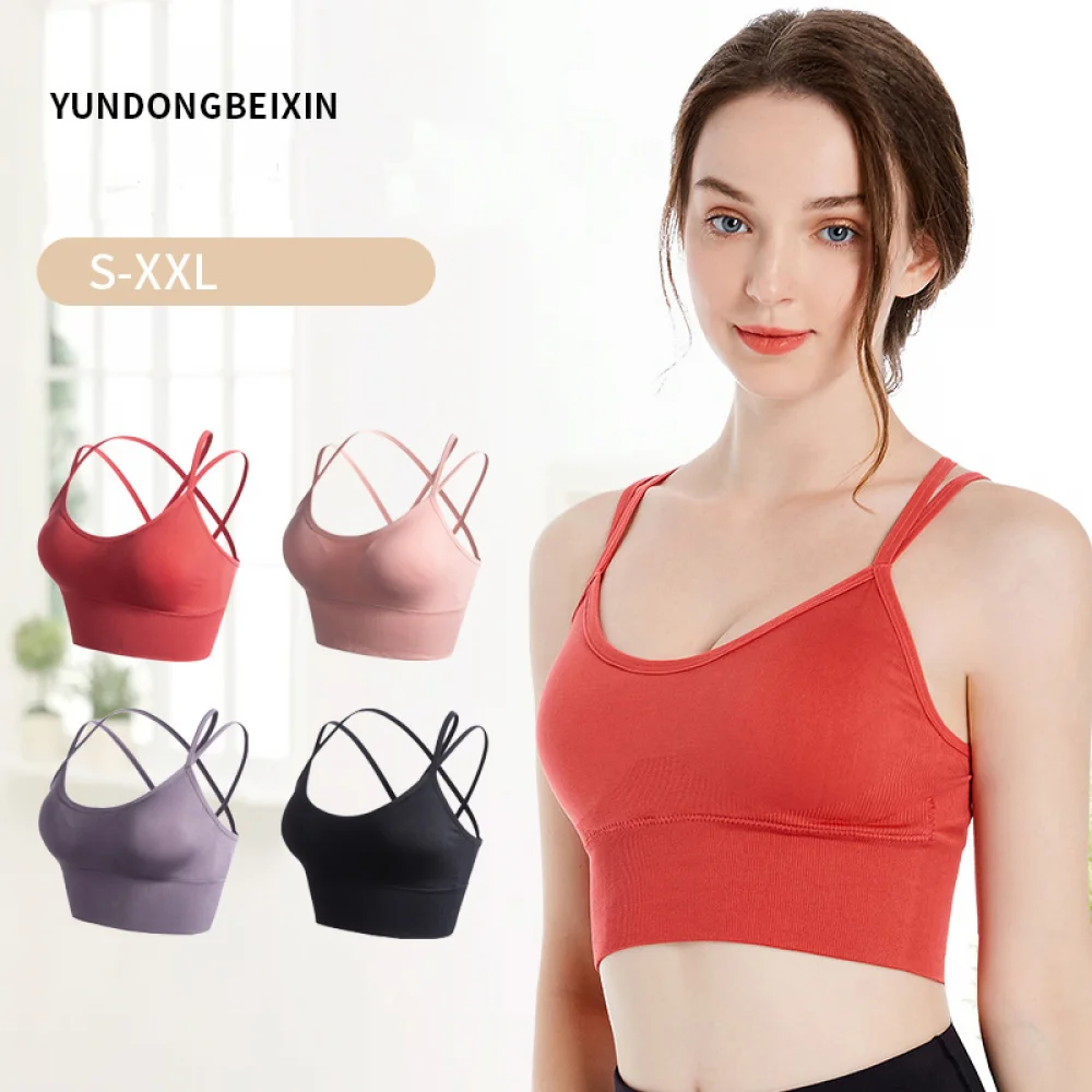 

Yoga Sports Bra without Underwire Womens Tube Top Girls Bralette Yoga Seamless Bras for Gym Fitness running Sexy Suspenders Vest