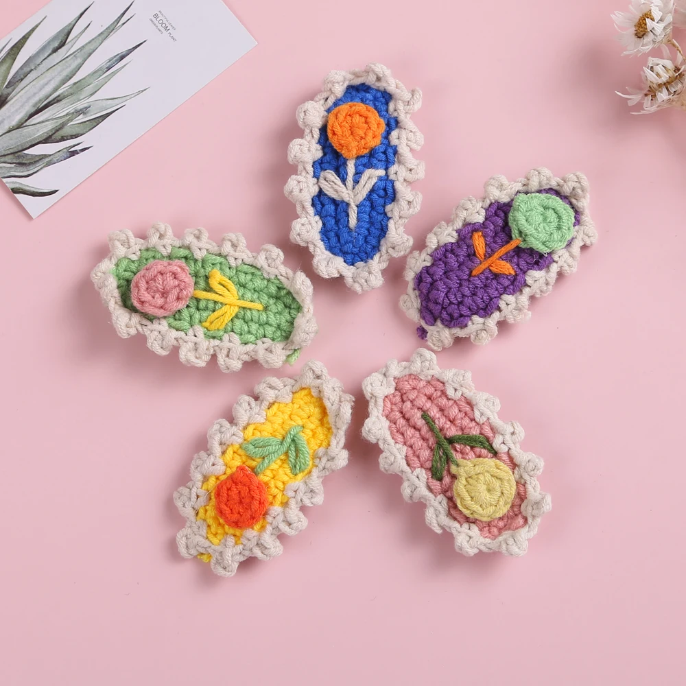

Fashion Baby Hair Clips Cartoon Flower Knitted Hair Clip For Children Girls Hairpins Kids Barrettes Baby Hair Accessories 2021