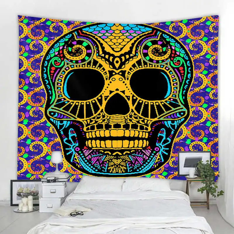 

Psychedelic Skeleton Art Tapestry Home Decoration Tapestries Bedroom Dormitory Bedside Decoration Abstract Background Cloth