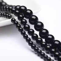 high quality bright black natural stone 4mm 6mm 8mm 10mm beads pick size loose bead for handmade diy charm bracelets jewelry