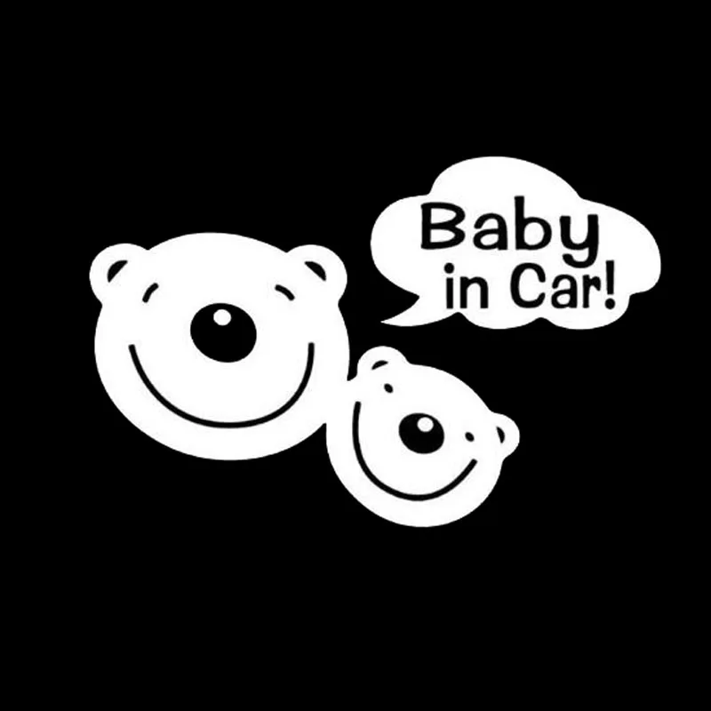 

Volkrays Cartoon Car Sticker Two Bears Baby In Car Accessories Reflective Waterproof Sunscreen Vinyl Decal Black/Silver,8cm*13cm