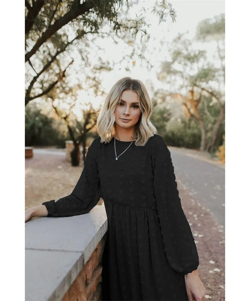 

Autumn Dress For Women Long Sleeve Hot INS New Spring Female Vestido Vintage Fashion Beach Maxi Dresses C2749