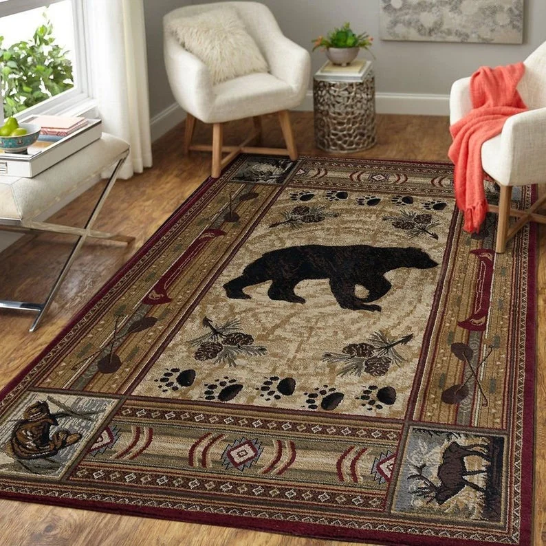 

BLACK BEAR RUG, Father's day Mother's day, Bithday, Rug for living room, Bed room rug, Carpet Floor All Size