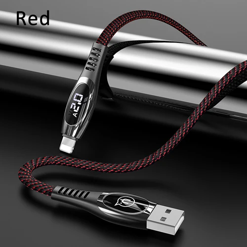 USAMS USB кабель для iPhone Xs Max XR цифровой дисплей Быстрая зарядка данных кабель мобильного телефона для iPhone X 8 7 6 5 iPad провод шнур - Цвет: Red