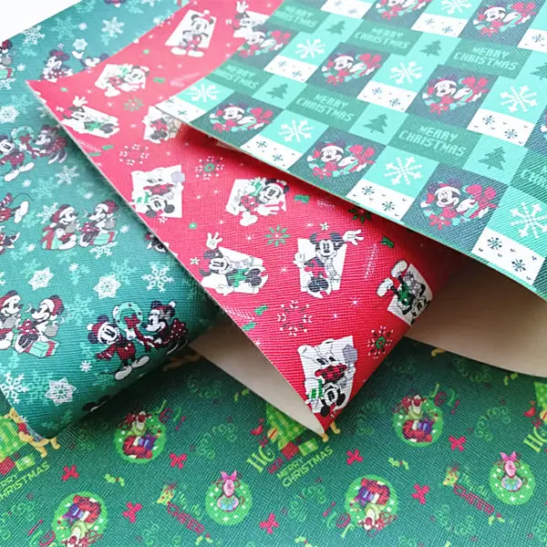 A4 20*33 см мультфильм рождество печать синтетическая кожа ткань для DIY аксессуары BHY868