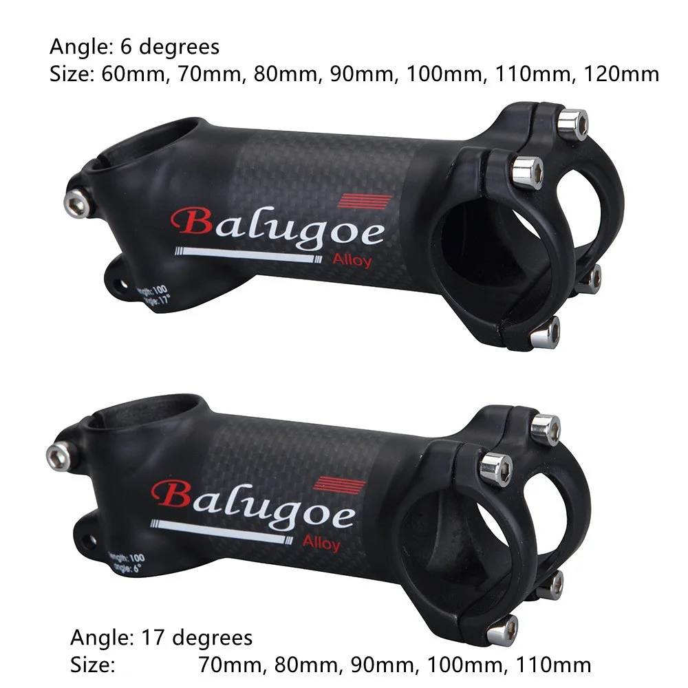 

2022 BALUGOE Bicycle Riser Road Bike Stem/ MTB Bicycle STEM Rod Carbon +Aluminium Alloy 6 Degrees 17 Degrees Handle 28.6-31.8MM