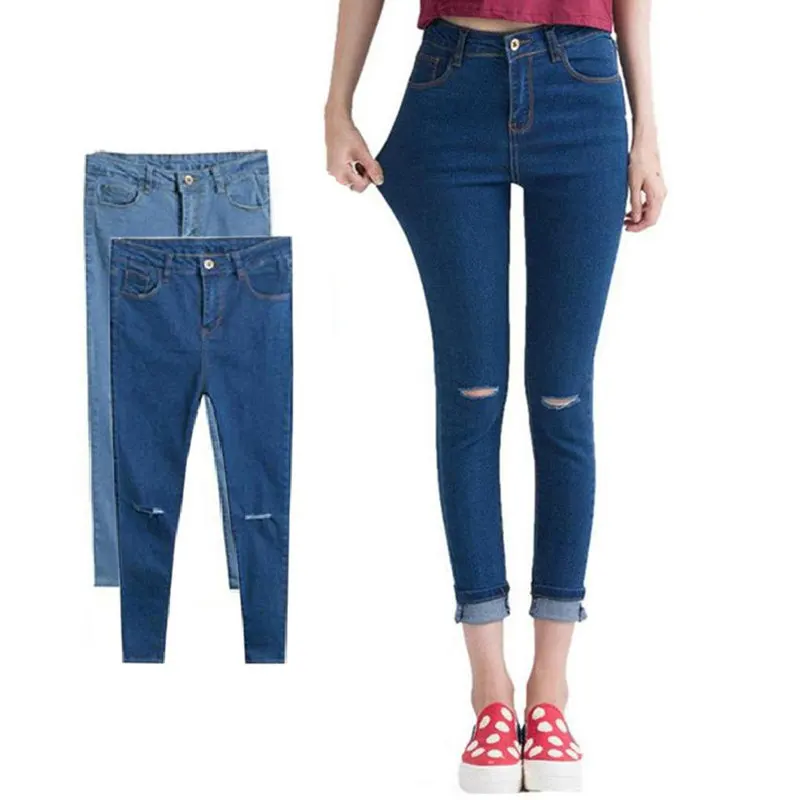 Женские рваные джинсы 2020 женские обтягивающие с дырками модные повседневные
