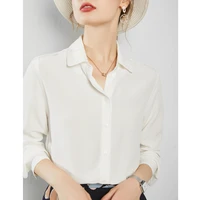 30 mm mummi silk shirt women white autumn spring loose korean thick mulberry soft blouse silkki top