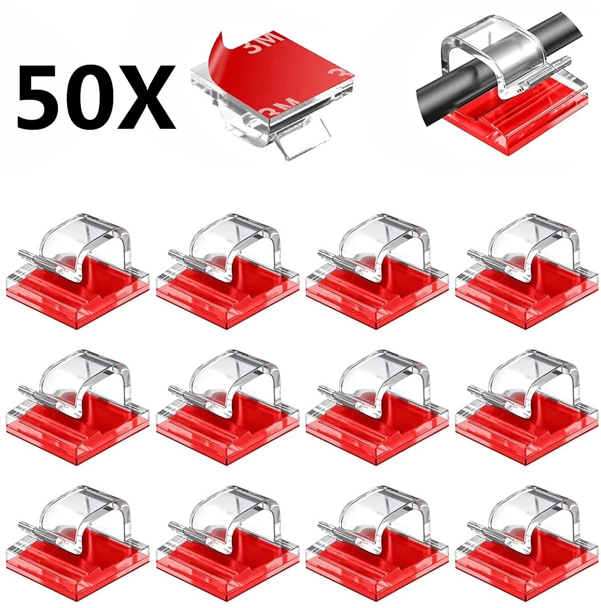 10/50PCS Cable Organizer Clips Cable Management Wire Manager Cord Holder USB Charging Data Line Bobbin Winder Wall Mounted Hook