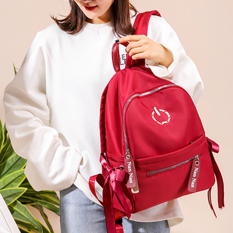 

Women's Oxford Backpack for Girls High Quality Waterproof School Bag Anti-theft Travel Rucksack Preppy Style Bagpack Bow Mochila